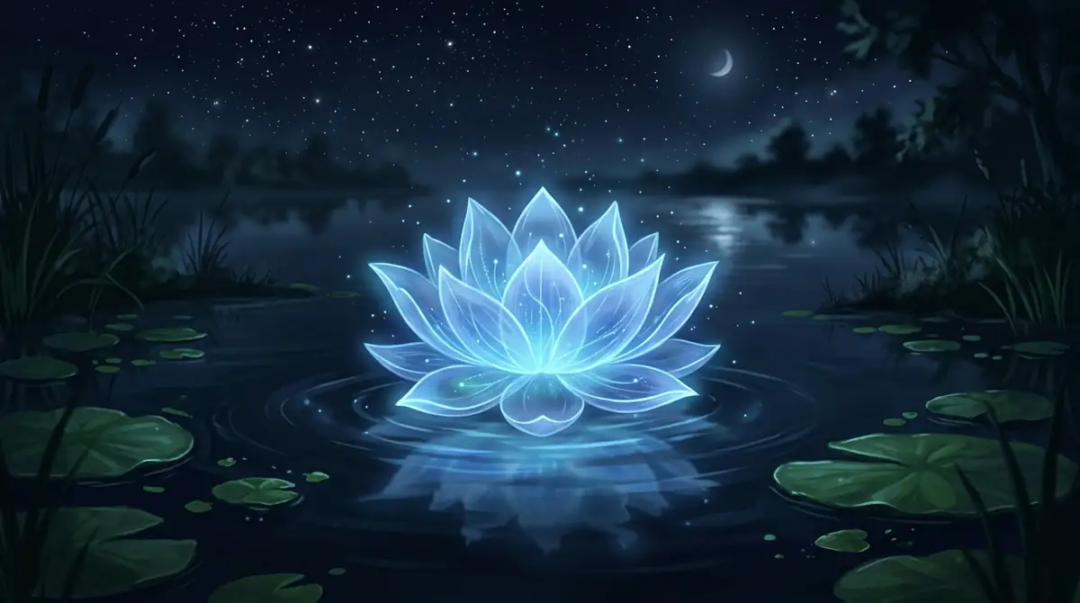 Digital lotus flower on still water